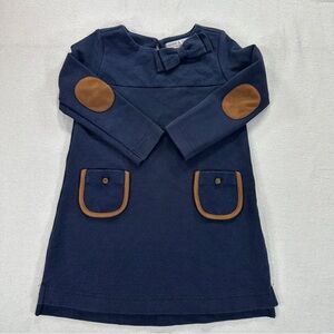 Quilted Ponte Riding Dress Navy and Brown Pockest and Elbows Sz 3